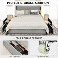 Load image into Gallery viewer, Full/Queen Size Upholstered Bed Frame with 4 Drawers-Silver-Full Size