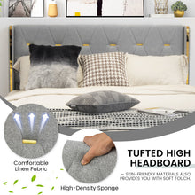 Load image into Gallery viewer, Full/Queen Size Upholstered Bed Frame with 4 Drawers-Silver-Full Size