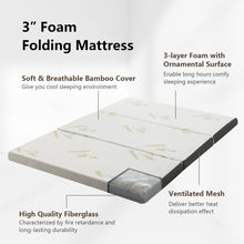 Load image into Gallery viewer, Queen 3 Inch Tri-fold Memory Foam Floor Mattress Topper Portable with Carrying Bag-M