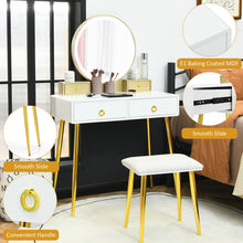 Load image into Gallery viewer, Vanity Table Set with Mirror-White