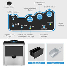 Load image into Gallery viewer, 2-in-1 Stainless Steel Countertop Ice Maker with Water Dispenser