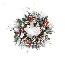 Load image into Gallery viewer, Snow Mixed Pine Berry Wreath 20"D
