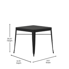 Load image into Gallery viewer, 5 Piece Table and Chairs, 31.5" Table with Top, 4 Metal Chairs with Seats, Black