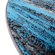 Load image into Gallery viewer, 7' x 7' Round Blue Abstract Area Rug - Olefin Rugs