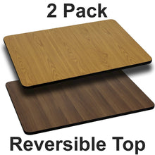 Load image into Gallery viewer, 2 Pk. 30'' x 48'' Rectangular Table Top with Natural or Walnut Reversible Top