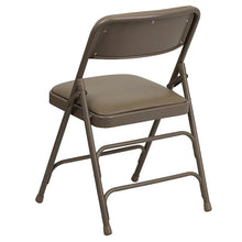 Load image into Gallery viewer, 4 Pk. Curved Triple Braced & Double Hinged Beige Vinyl Metal Folding Chair
