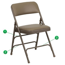 Load image into Gallery viewer, 4 Pk. Curved Triple Braced & Double Hinged Beige Vinyl Metal Folding Chair