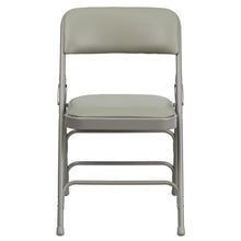 Load image into Gallery viewer, 4 Pk. Curved Triple Braced & Double Hinged Gray Vinyl Metal Folding Chair