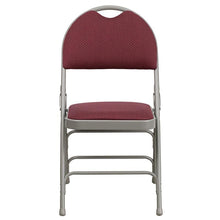 Load image into Gallery viewer, 4 Pk. Triple Braced Burgundy Fabric Metal Folding Chair with Easy-Carry Handle