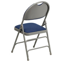 Load image into Gallery viewer, 4 Pk. Triple Braced Navy Fabric Metal Folding Chair with Easy-Carry Handle