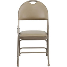 Load image into Gallery viewer, 4 Pk. Triple Braced Beige Vinyl Metal Folding Chair with Easy-Carry Handle