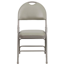 Load image into Gallery viewer, 4 Pk. Triple Braced Gray Vinyl Metal Folding Chair with Easy-Carry Handle