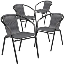 Load image into Gallery viewer, 4 Pk. Gray Rattan Indoor-Outdoor Restaurant Stack Chair