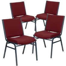 Load image into Gallery viewer, 4 Pk. Heavy Duty, 3'' Thickly Padded, Burgundy Patterned Upholstered Stack Chair
