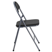 Load image into Gallery viewer, 4 Pk. HERCULES Series Black Vinyl Metal Folding Chair with Carrying Handle