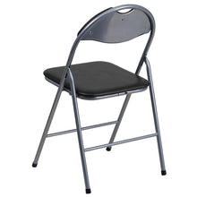 Load image into Gallery viewer, 4 Pk. HERCULES Series Black Vinyl Metal Folding Chair with Carrying Handle