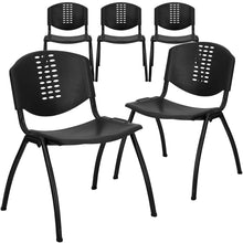 Load image into Gallery viewer, 5 Pk. 880 lb. Capacity Black Plastic Stack Chair with Black Frame