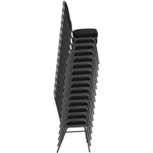 Load image into Gallery viewer, Crown Back Stacking Banquet Chair in Black Fabric - Silver Frame