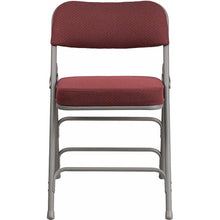 Load image into Gallery viewer, Triple Braced & Double Hinged Burgundy Fabric Metal Folding Chair pack of 4