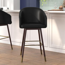 Load image into Gallery viewer, 30" Mid-Back Barstoo, Black LeatherSoft/Bronze Accents-Set of 2