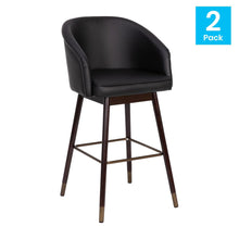 Load image into Gallery viewer, 30" Mid-Back Barstoo, Black LeatherSoft/Bronze Accents-Set of 2