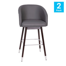 Load image into Gallery viewer, 30" Mid-Back Barstoo, Gray LeatherSoft/Bronze Accents-Set of 2