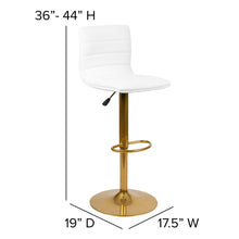 Load image into Gallery viewer, White Vinyl Adjustable Bar Stool, Counter Height Swivel Stool, Set of 2