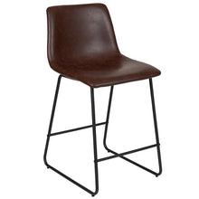 Load image into Gallery viewer, 24 Inch LeatherSoft Counter Height Barstools in Dark Brown, Set of 2