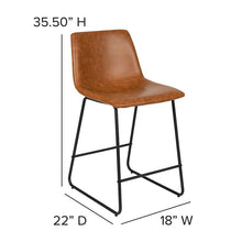 Load image into Gallery viewer, 24 Inch LeatherSoft Counter Height Barstools in Light Brown, Set of 2