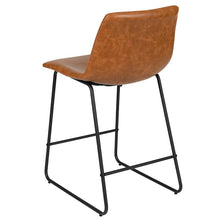 Load image into Gallery viewer, 24 Inch LeatherSoft Counter Height Barstools in Light Brown, Set of 2