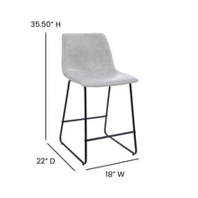 Load image into Gallery viewer, 24 inch LeatherSoft Counter Height Barstools in Light Gray, Set of 2