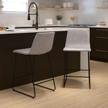 Load image into Gallery viewer, 24 inch LeatherSoft Counter Height Barstools in Light Gray, Set of 2