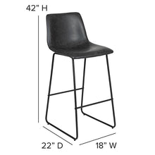 Load image into Gallery viewer, 30 Inch LeatherSoft Bar Height Barstools in Dark Gray, Set of 2