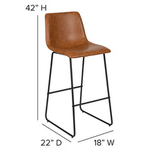 Load image into Gallery viewer, 30 Inch LeatherSoft Bar Height Barstools in Light Brown, Set of 2