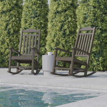 Load image into Gallery viewer, Set of 2 Mahogany Faux Wood Rocking Chairs for Indoor or Outdoor Use