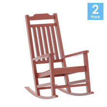Load image into Gallery viewer, Set of 2 Red Faux Wood Rocking Chairs for Indoor or Outdoor Use