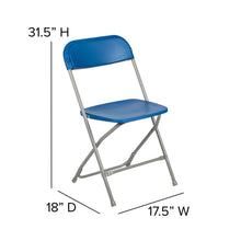 Load image into Gallery viewer, Plastic Folding Chair Blue - 2 Pack 650LB Weight Capacity