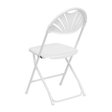 Load image into Gallery viewer, 2 Pack 650 lb. Capacity White Plastic Fan Back Folding Chair