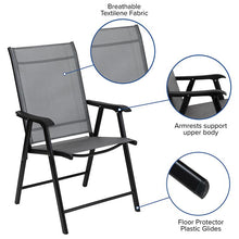 Load image into Gallery viewer, Gray Outdoor Folding Patio Sling Chair with Black Frame (2 Pack)
