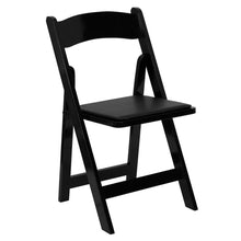 Load image into Gallery viewer, 2 Pack Black Wood Folding Chair with Vinyl Padded Seat