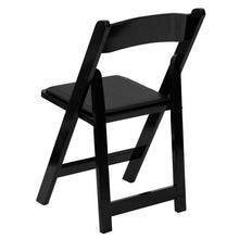 Load image into Gallery viewer, 2 Pack Black Wood Folding Chair with Vinyl Padded Seat