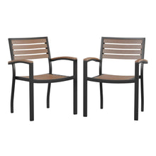 Load image into Gallery viewer, Outdoor Stackable Faux Teak Side Chair - Set of 2