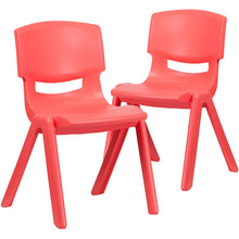 Load image into Gallery viewer, 2 Pack Red Plastic Stackable School Chair with 15.5" Seat Height