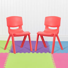 Load image into Gallery viewer, 2 Pack Red Plastic Stackable School Chair with 15.5" Seat Height