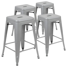 Load image into Gallery viewer, Modern Industrial Metal Stool in Silver (Set of 4)