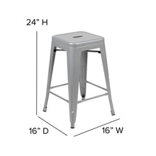Load image into Gallery viewer, Modern Industrial Metal Stool in Silver (Set of 4)