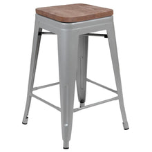 Load image into Gallery viewer, Set of 4 Modern Industrial Metal Stools in Silver