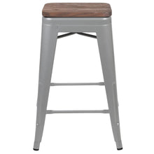 Load image into Gallery viewer, Set of 4 Modern Industrial Metal Stools in Silver