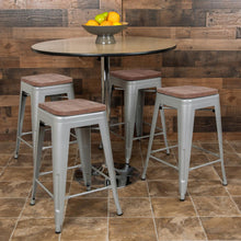 Load image into Gallery viewer, Set of 4 Modern Industrial Metal Stools in Silver