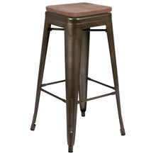 Load image into Gallery viewer, Set of 4 Modern Industrial Metal Stools in Gun Metal Gray
